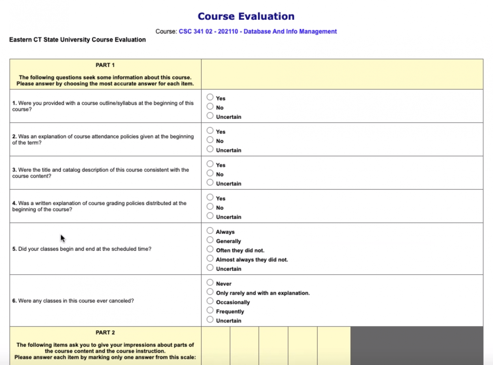 Course Evaluations Eastern Connecticut State University Knowledgebase